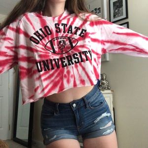 Ohio State University Tie Dye Crop Sweatshirt OSU